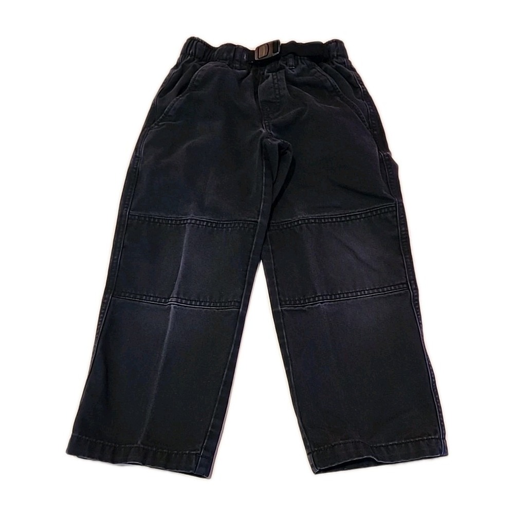 Lands End Iron Knee Pants Elastic Waist Belt School Chinos Navy Blue Boys Size 5